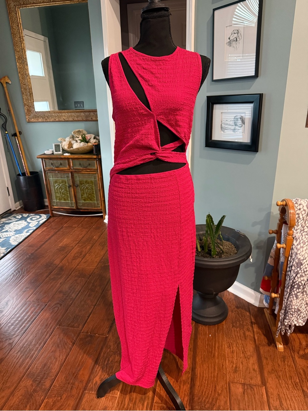 Women's Pink Cutout Knit Dress